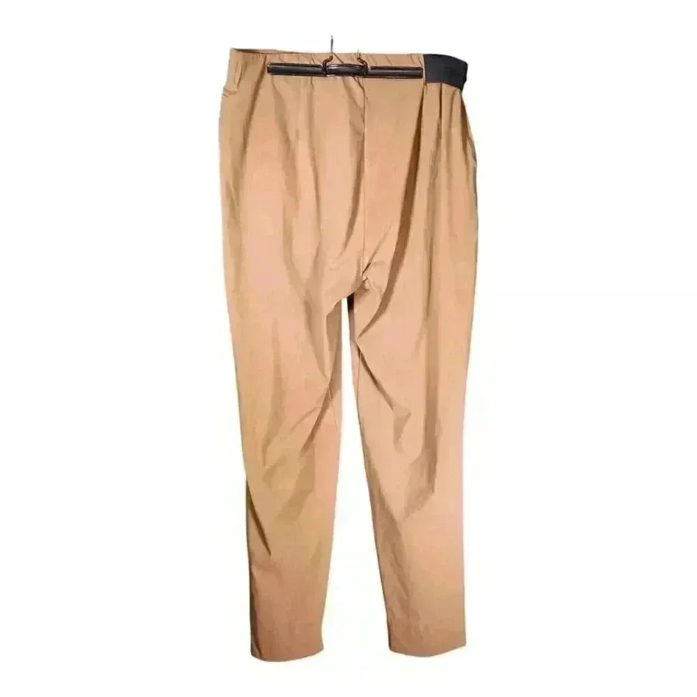 Aday Turn It Up Pants Camel Brown Tapered High Rise Stretch Trousers Women's XL